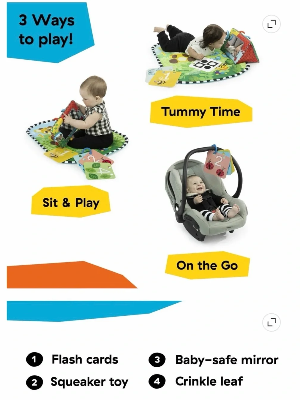 Interactive Baby Play Mat with Mirror and Number Cards - Multicolor